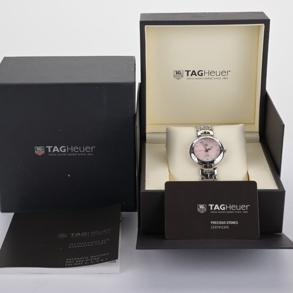 Tag Heuer Calibre 7 WAT2313 Automatic Pink Diamond Dial 35mm Ladies Watch w/ B&P main image 8